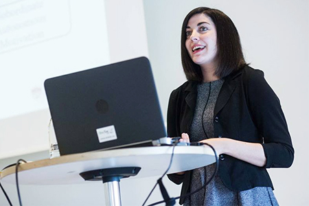 Aleka MacLellan presenting at the International Leadership Association Global Conference in Brussels, 2017