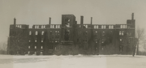 Men's residence after the fire Men's residence after the fire